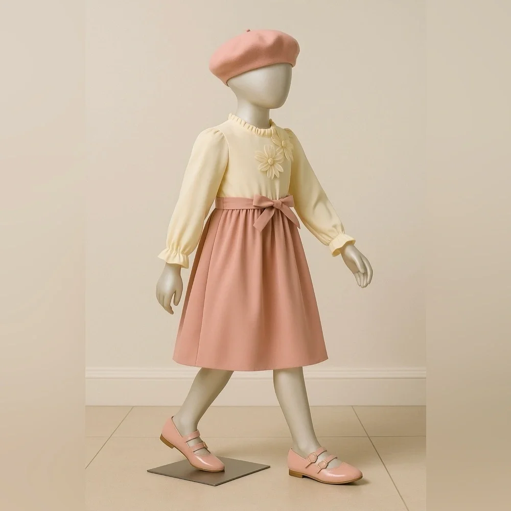 Cat & Jack Pink Double Strap Pink Flats | Size 2 | Vegan | New With Tags